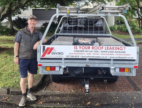 Bryce from Enviro Roof Control with his work vehicle